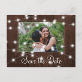 Carte Postale Faire-part Rustic lights country barn wedding save the date (Devant)