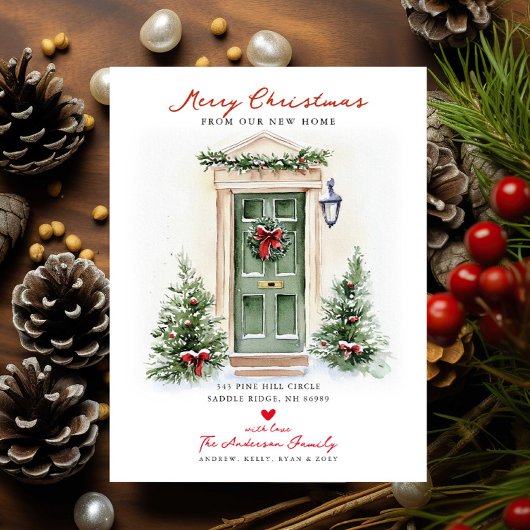 Carte Postale Faire-part Rustic Merry Christmas New Home Card