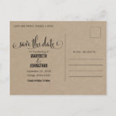 Carte Postale Faire-part Rustic Modern Kraft Enregistrer La Date Photo Cart (Dos)