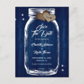 Carte Postale Faire-part Rustic Navy Blue Mason Jar Mariage Enregistrer La  (Devant)