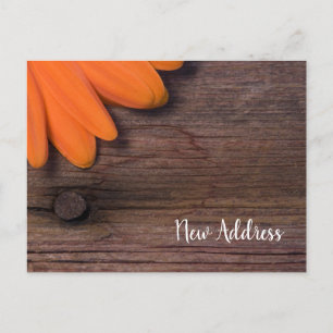 Carte Postale Faire-part Rustic Orange Daisy et Barn Wood Nouvelle adresse