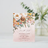 Carte Postale Faire-part Rustic Orange Floral Fall Save the Date (Debout devant)