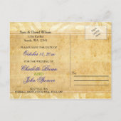 Carte Postale Faire-part Rustic Peacock Mariage en plume enregistrer la dat (Dos)