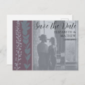 Carte Postale Faire-part Rustic Photo & Foliage Enregistrer la date Mariage (Devant / Derrière)