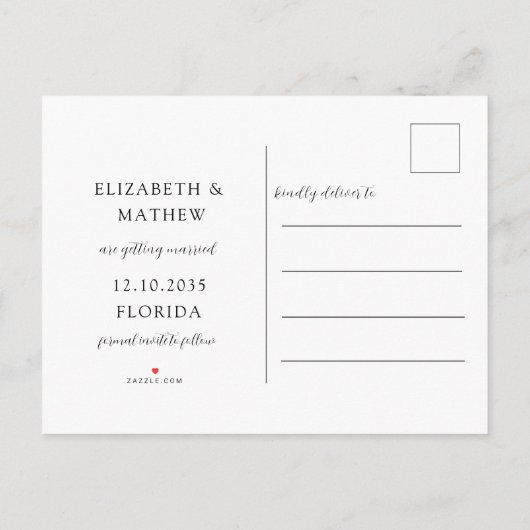 Carte Postale Faire-part Rustic Photo & Foliage Enregistrer la date Mariage (Dos)