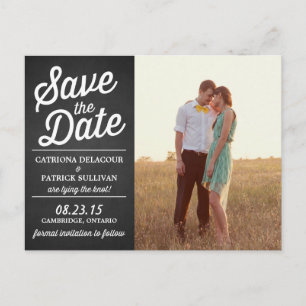 Carte Postale Faire-part Rustic Retro Script Photo Enregistrer la date Cart