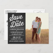Carte Postale Faire-part Rustic Retro Script Photo Enregistrer la date Cart (Devant / Derrière)