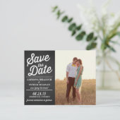 Carte Postale Faire-part Rustic Retro Script Photo Enregistrer la date Cart (Debout devant)