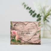 Carte Postale Faire-part Rustic Rose Roses & Vines Birch Enregistrer la car (Debout devant)