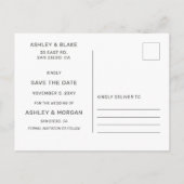 Carte Postale Faire-part Rustic Silver Grey Script Photo Enregistrer la dat (Dos)