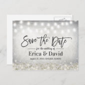 Carte Postale Faire-part Rustic String Lights Country Floral Enregistrer la (Devant / Derrière)