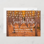 Carte Postale Faire-part Rustic String Lights Mariage d'automne Enregistrer (Devant / Derrière)