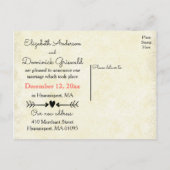 Carte Postale Faire-part Rustic Tan vient de se marier Black Heart Laurel M (Dos)