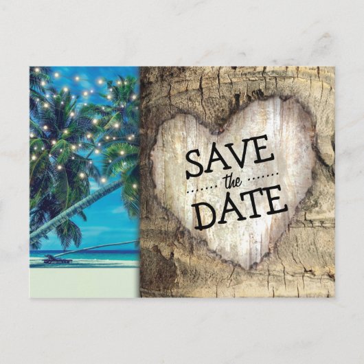 Carte Postale Faire-part Rustic Tropical Beach Destination Enregistrer la d (Devant)