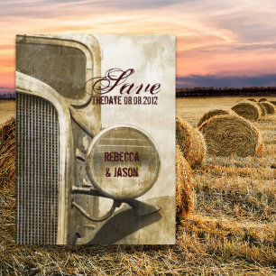 Carte Postale Faire-part Rustic Truck Western Farm Wedding enregistrer la d
