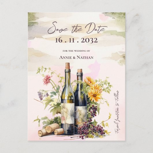 Carte Postale Faire-part Rustic Winery Chic Grapevine inspiré Mariage (Devant)