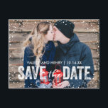 Carte Postale Faire-part Rustic Winter Snowfall Enregistrer La Date Photo<br><div class="desc"></div>