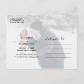 Carte Postale Faire-part Rustic Winter Snowfall Enregistrer La Date Photo (Dos)