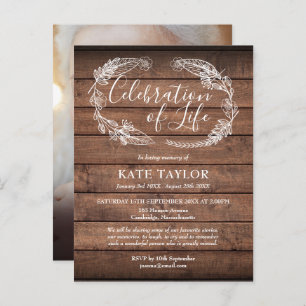 Carte Postale Faire-part Rustic Wood Celebration of Life Photo