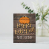 Carte Postale Faire-part Rustic Wood Citrouille Happy Fall Y'all Fall Greet (Debout devant)