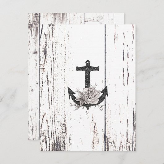 Carte Postale Faire-part Rustic Wood Coastal Beach Ancre Enregistrer la dat (Devant / Derrière)