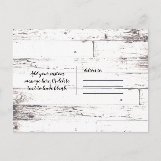 Carte Postale Faire-part Rustic Wood Coastal Beach Ancre Enregistrer la dat (Dos)