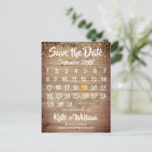 Carte Postale Faire-part Rustic Wood Gold Love Heart Calendrier Enregistrer (Debout devant)