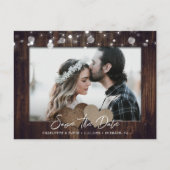 Carte Postale Faire-part Rustic Wood Mariage Photo Enregistrer La Date Cart (Devant)