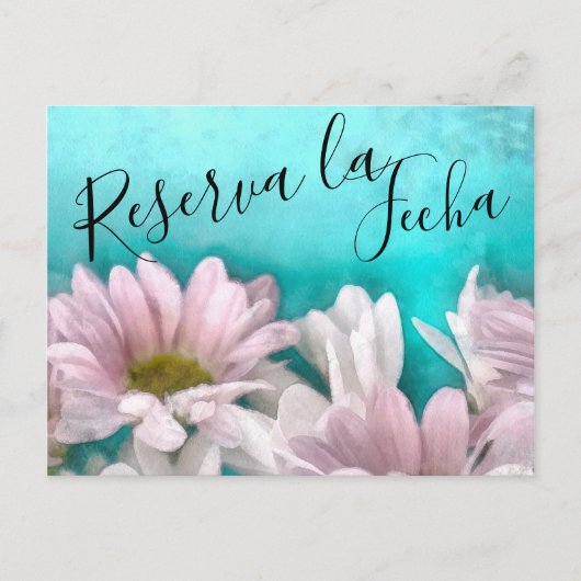 Carte Postale Faire-part Rústico Margarita Floral Aquarelle Réserve la Date (Devant)