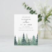 Carte Postale Faire-part Rustique Aquarelle Pine Forest Enregistrer La Date (Debout devant)