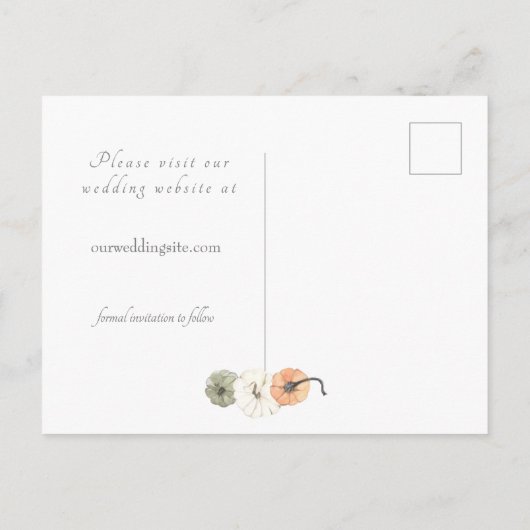 Carte Postale Faire-part Rustique Automne Mariage d'automne Enregistrer la  (Dos)