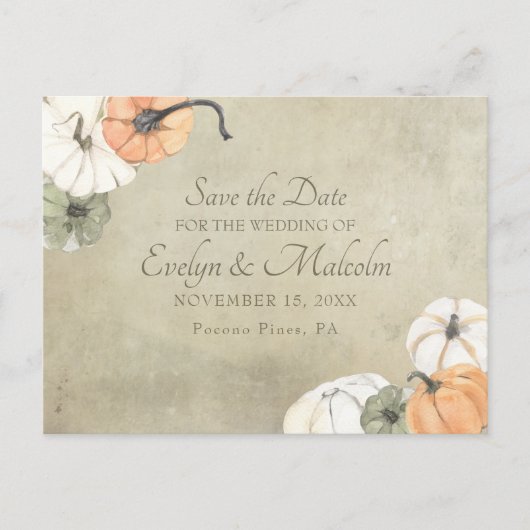 Carte Postale Faire-part Rustique Automne Mariage d'automne Enregistrer la (Devant)
