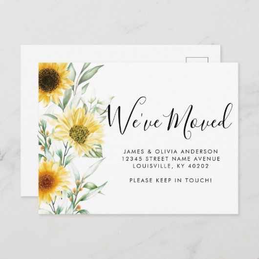 Carte Postale Faire-part Rustique Automne Tournesol d'automne Nous avons dé (Devant / Derrière)