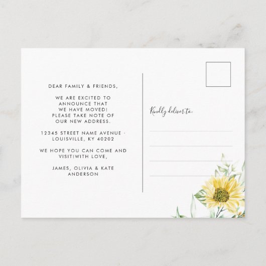 Carte Postale Faire-part Rustique Automne Tournesol d'automne Nous avons dé (Dos)