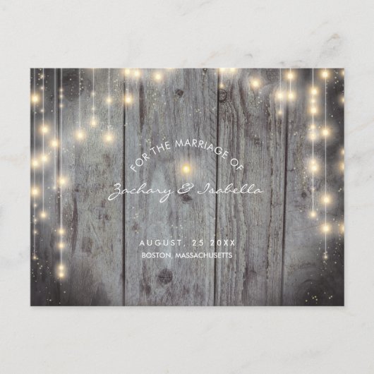 Carte Postale Faire-part Rustique avec lumières Enregistrer la date (Devant)