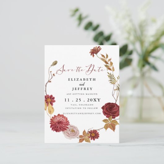 Carte Postale Faire-part Rustique Botanique Automne Automne Enregistrer La  (Debout devant)