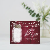 Carte Postale Faire-part Rustique Bourgogne Mason Jar Mariage Enregistrer L (Debout devant)