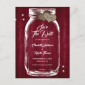 Carte Postale Faire-part Rustique Bourgogne Mason Jar Mariage Enregistrer L (Devant)