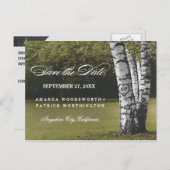 Carte Postale Faire-part Rustique Carved Birch Tree Pays Enregistrer La Dat (Devant / Derrière)