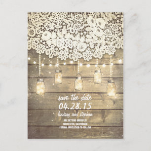 Carte Postale Faire-part Rustique enregistrer la date