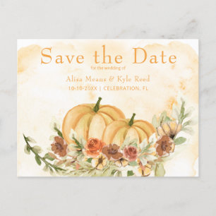 Carte Postale Faire-part Rustique Enregistrer la date Citrouille Mariage Un