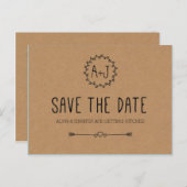 Carte Postale Faire-part Rustique Enregistrer la date / papier Kraft Enregi (Devant / Derrière)