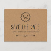 Carte Postale Faire-part Rustique Enregistrer la date / papier Kraft Enregi (Devant)