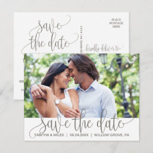 Carte Postale Faire-part Rustique Enregistrer la photo de la date