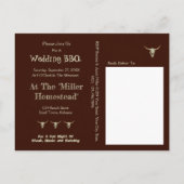 Carte Postale Faire-part Rustique Manger Boire Marié Mariage Crâne de Taure (Dos)