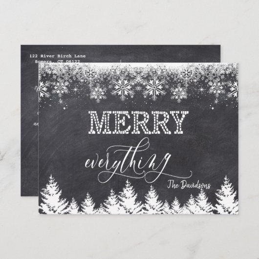 Carte Postale Faire-part "Rustique Merry Tout Chalkboard Typographie (Devant / Derrière)