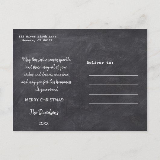 Carte Postale Faire-part "Rustique Merry Tout Chalkboard Typographie (Dos)