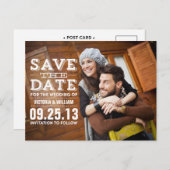 CARTE POSTALE FAIRE-PART RUSTIQUE MODERNE | ENREGISTRER LA DATE D'ANNONCE (Devant / Derrière)