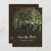 Carte Postale Faire-part Rustique Mossy Lighted Tree Mariage Enregistrer La (Devant / Derrière)