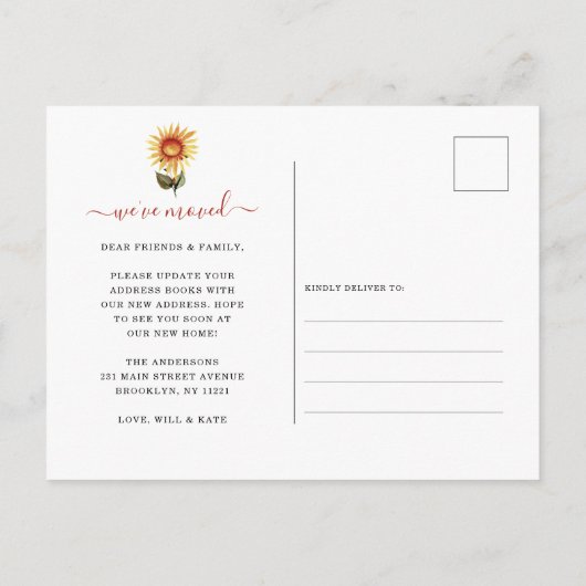 Carte Postale Faire-part Rustique Nous Avons Déménagé Chic Couronne Automna (Dos)